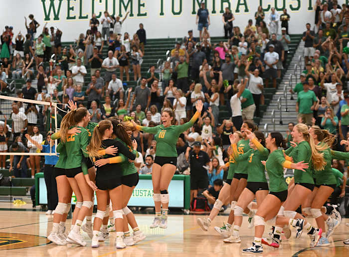 Mira Costa celebrates the sweep